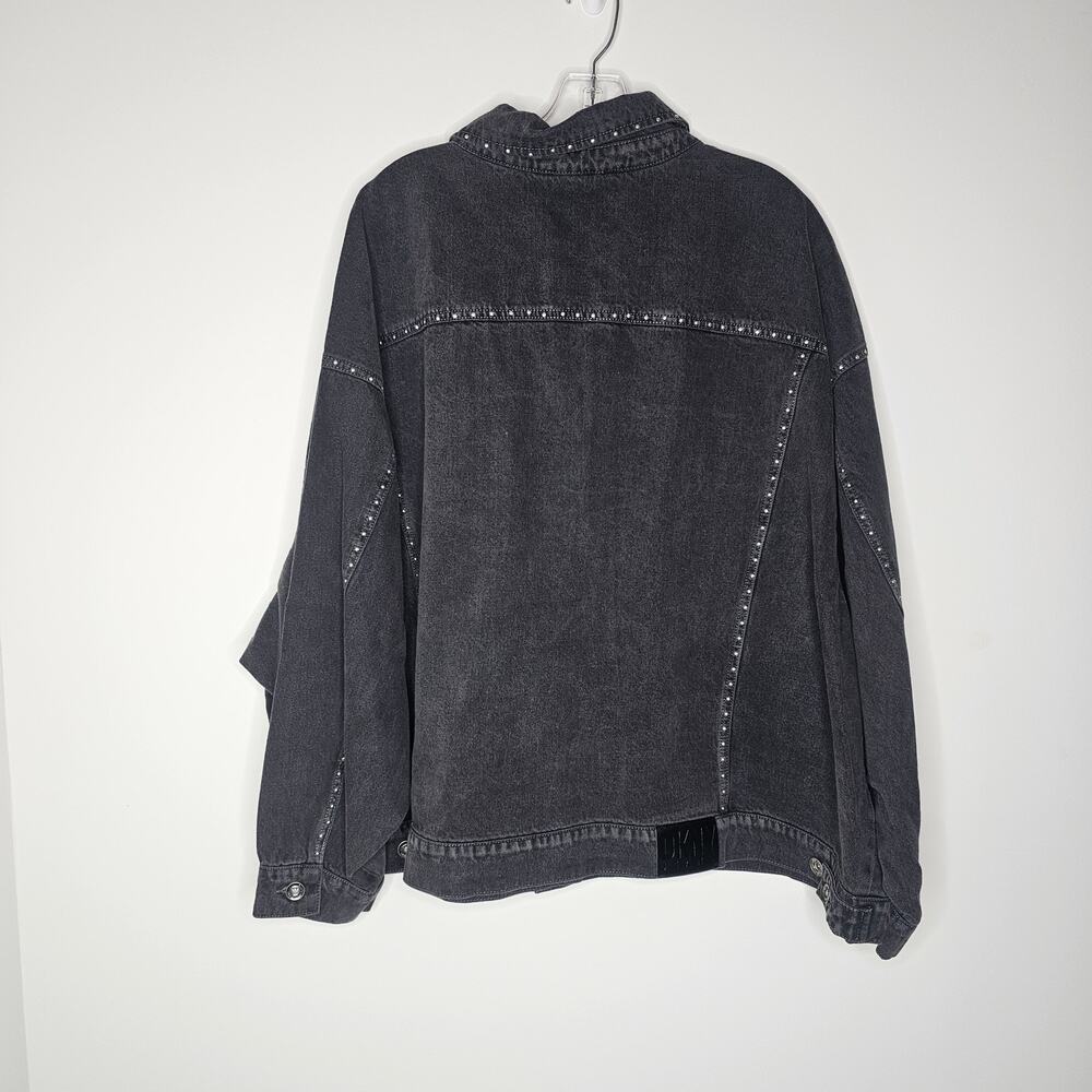 DKNY Women's Gray Studded Denim Jacket Size 3X - Picture 3 of 8